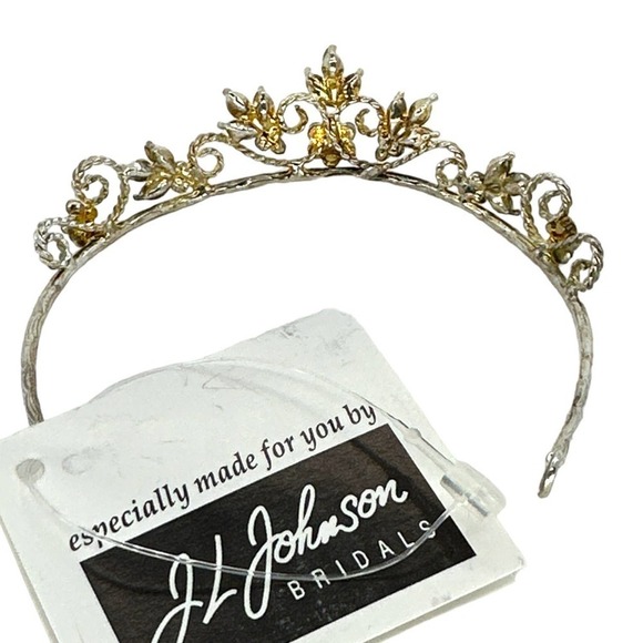 JL Johnson Bridals Tiara Sterling Silver Rhinestones Headbands Mini - Picture 3 of 7